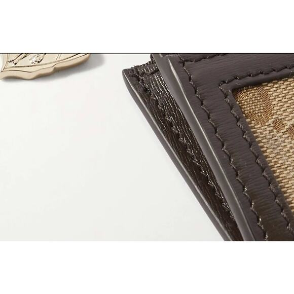 Gucci Luce Embellished Textured-Leather Canvas-Jacquard Cardholder - Beige NWB - Picture 4 of 5